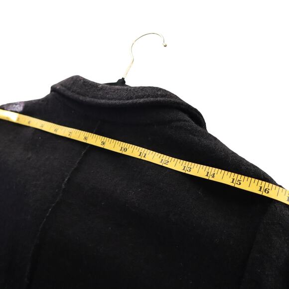 Chicos Boiled Wool Jacket Womens Size Small Black Button Front Collared Warm - Picture 10 of 10